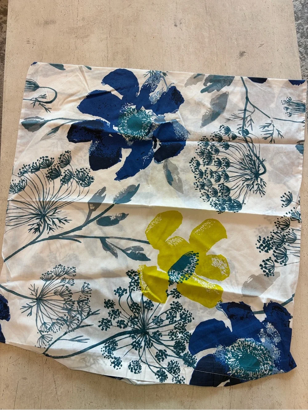 West Elm Blue Poppy Full/Queen Duvet Cover + 3 Shams Blue Yellow Reversib